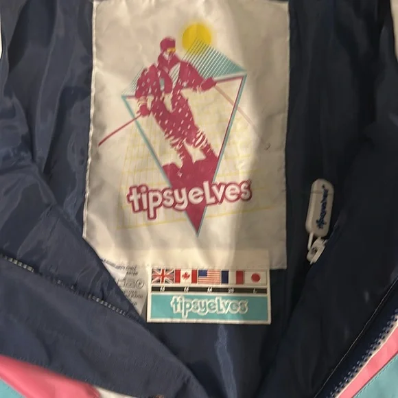 Tipsy Elves Navy and Rainbow Ski Jacket - Picture 5 of 5